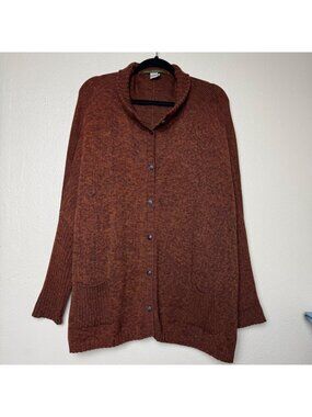 Peruvian Connection Rust Button-Front Pima Cotton Cardigan Sweater Sz M/L